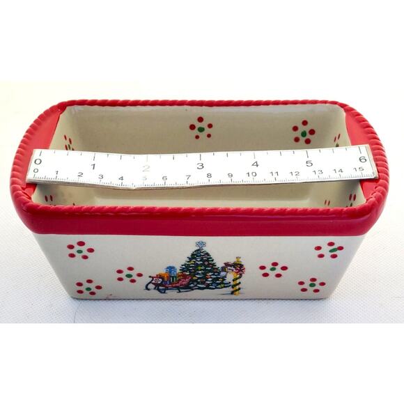 LOAF BAKING DISH-TEMP-TATIONS-Ceramic-Christmas Tree-Holiday Theme-Small - Picture 7 of 9